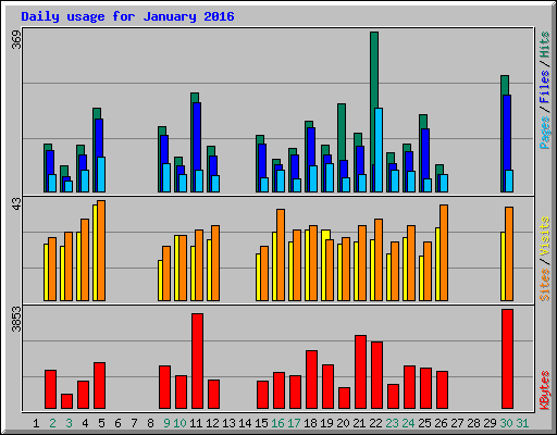 Daily usage for January 2016