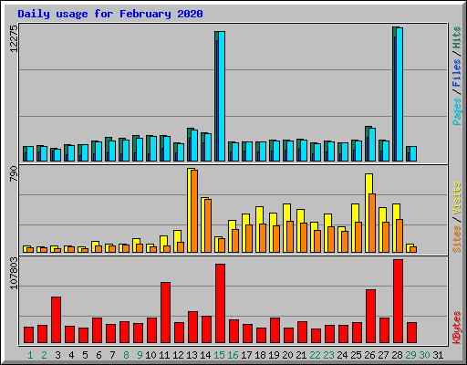 Daily usage for February 2020