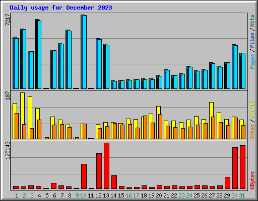 Daily usage for December 2023